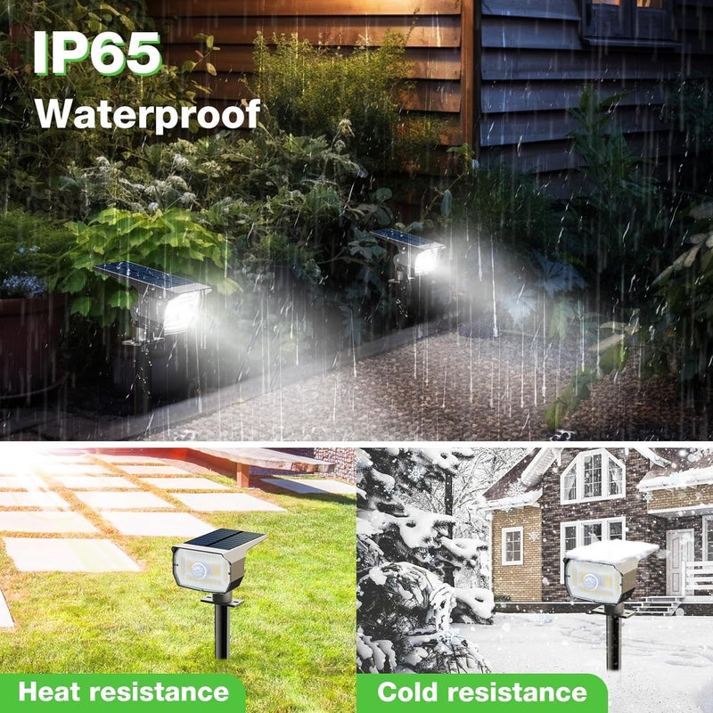 nipify 1 Pack Solar Lights Outdoor Waterproof, Motion Sensor Spot Lights 3 Modes Solar Powered Spotlights 2-in-1 Auto On/Off Landscape Lighting for Outside Yard Wall Garden, Cool White - Image 5